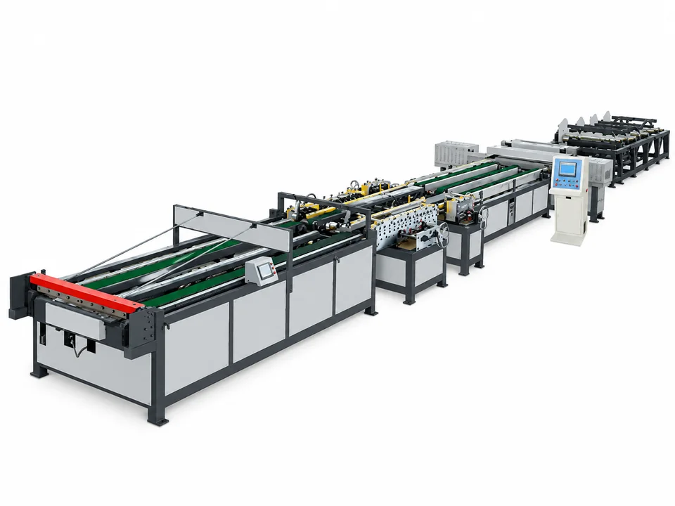 Temporary HVAC duct production line reference image; Auto Duct Line 5 photo pending
