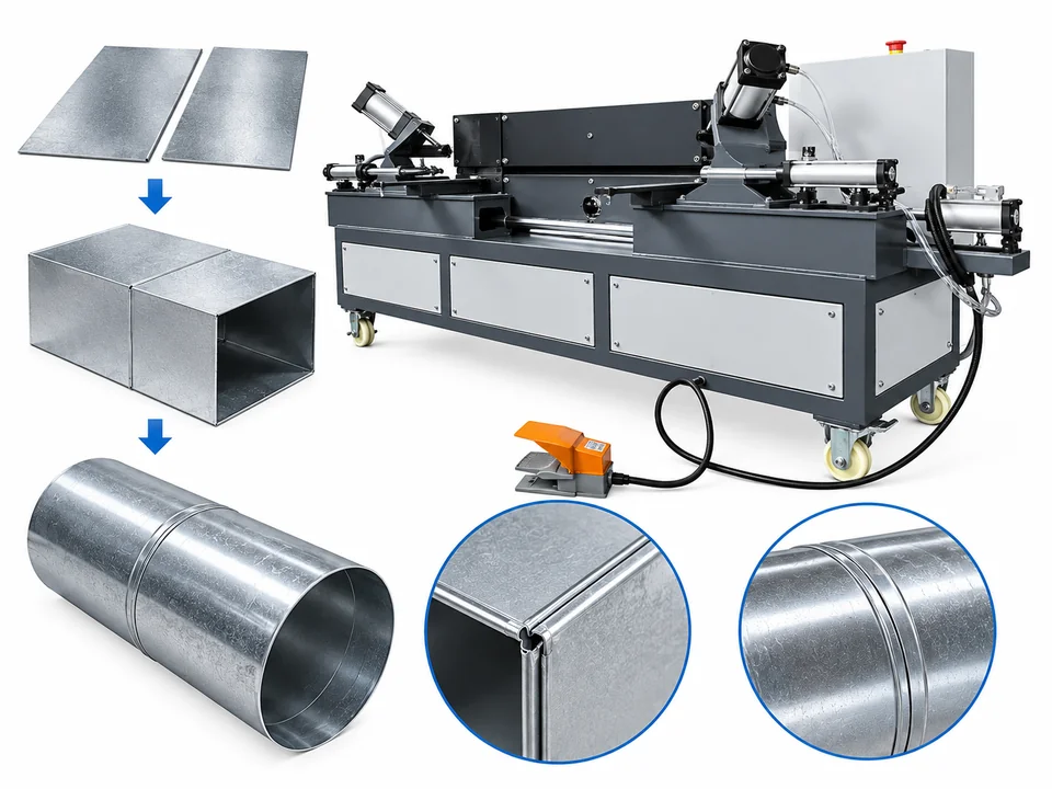 Rectangular and round HVAC duct seaming applications and finished seam details