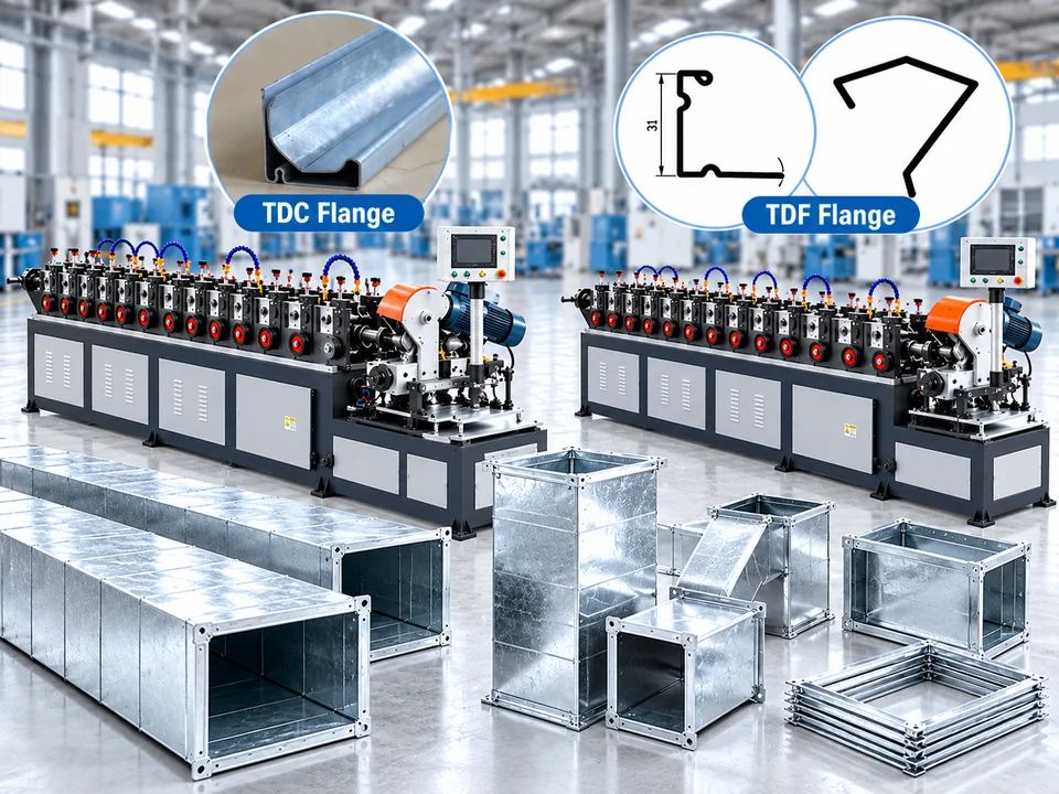 TDF and TDC rectangular HVAC duct flange fabrication