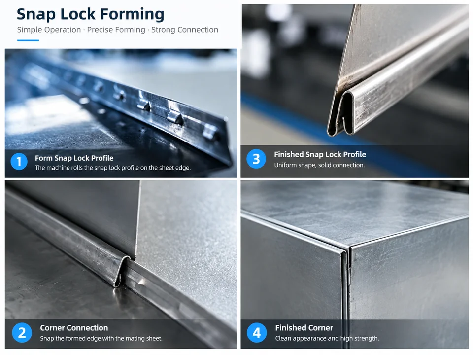 Supplied snap-lock seam operation reference