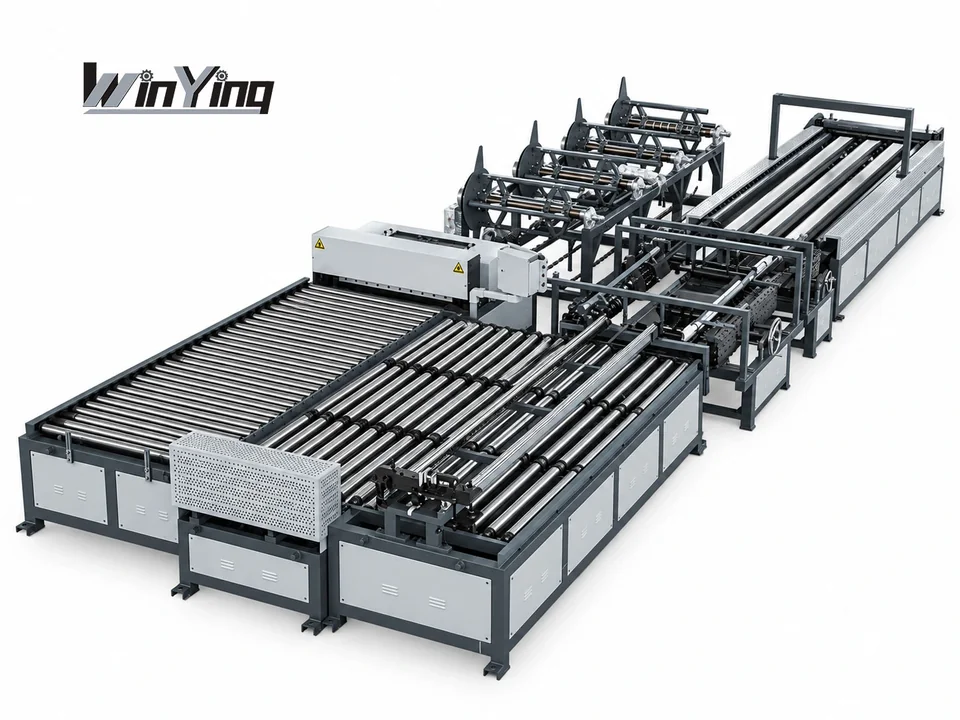 Full automatic TDF duct production line with complete roller conveyors and rear coil stands